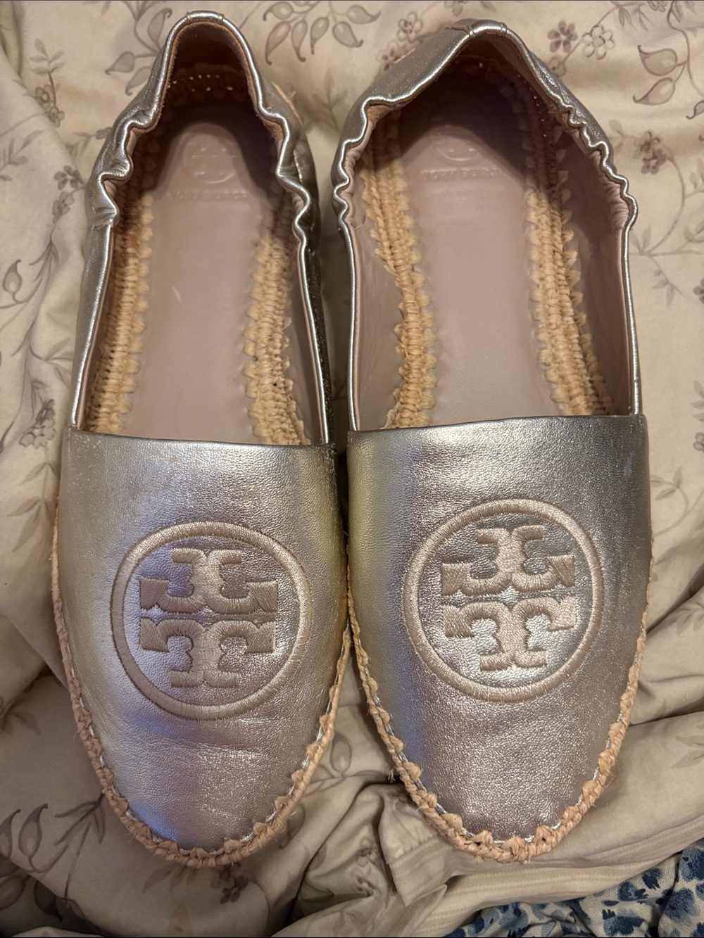 Tory Burch Ines Metallic Leather Espadrilles